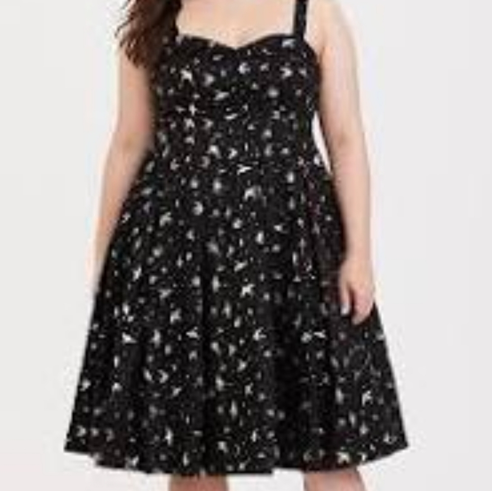Torrid Sparrow Print Sateen Swing Dress 22 NWT